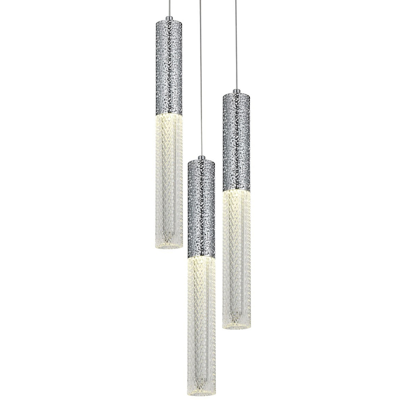 Подвесной светильник Dew Drops Tube Chrome Trio Hanging Lamp Хром Прозрачный Подвесной светильник Dew Drops Tube Chrome Trio Hanging Lamp Хром Прозрачный в Тюмени | Loft Concept