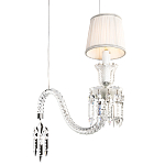 Подвесной светильник с белым текстильным абажуром и изогнутым хрустальным основанием с подвесками Lustre Reverie варинант исполнения - 4 | Loft Concept в Тюмени