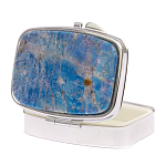Таблетница карманная прямоугольная на 2 отделения с зеркалом и накладкой из натурального камня Лазурит Silver Stone Pillboxes варинант исполнения - 2 | Loft Concept в Тюмени