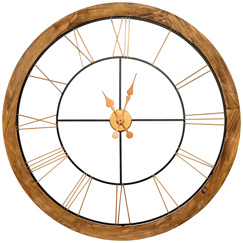 Часы настенные деревянные с римскими цифрами бронзового цвета Clock with History Коричневый Черный Бронзовый Часы настенные деревянные с римскими цифрами бронзового цвета Clock with History Коричневый Черный Бронзовый в Тюмени | Loft Concept