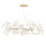 Люстра круглая с белыми лепестками из керамики и прозрачными хрустальными цветками Диаметр 82 см Wintery flovers варинант исполнения - 2 | Loft Concept в Тюмени