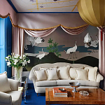 Обои ручная роспись Tsuro Cranes Original colourway on Tarnished Silver gilded paper варинант исполнения - 1 | Loft Concept в Тюмени