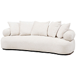 Трехместный диван с обивкой букле молочного цвета Leonois Boucle Sofa варинант исполнения - 2 | Loft Concept в Тюмени