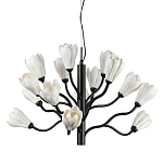 Люстра подвесная черного цвета с ветвями и белыми фарфоровыми цветами Floralis варинант исполнения - 1 | Loft Concept в Тюмени