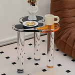 Дизайнерский журнальный стол с фигурной столешницей на 3-х прозрачных ножках Rahakif варинант исполнения - 3 | Loft Concept в Тюмени