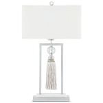 Настольная лампа с прямоугольным тканевым абажуром на белом мраморном основании Silver Threads варинант исполнения - 3 | Loft Concept в Тюмени