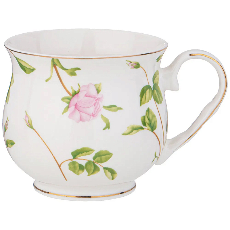 Кружка фарфоровая белая с цветочным принтом 480 мл Flower Porcelain Collection Белый Мульти Кружка фарфоровая белая с цветочным принтом 480 мл Flower Porcelain Collection Белый Мульти в Тюмени | Loft Concept