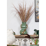 Ваза зеленого цвета из фарфора с бронзовыми ручками в виде драконов и рельефным цветочным декором Eden Garden porcelain and bronze варинант исполнения - 7 | Loft Concept в Тюмени