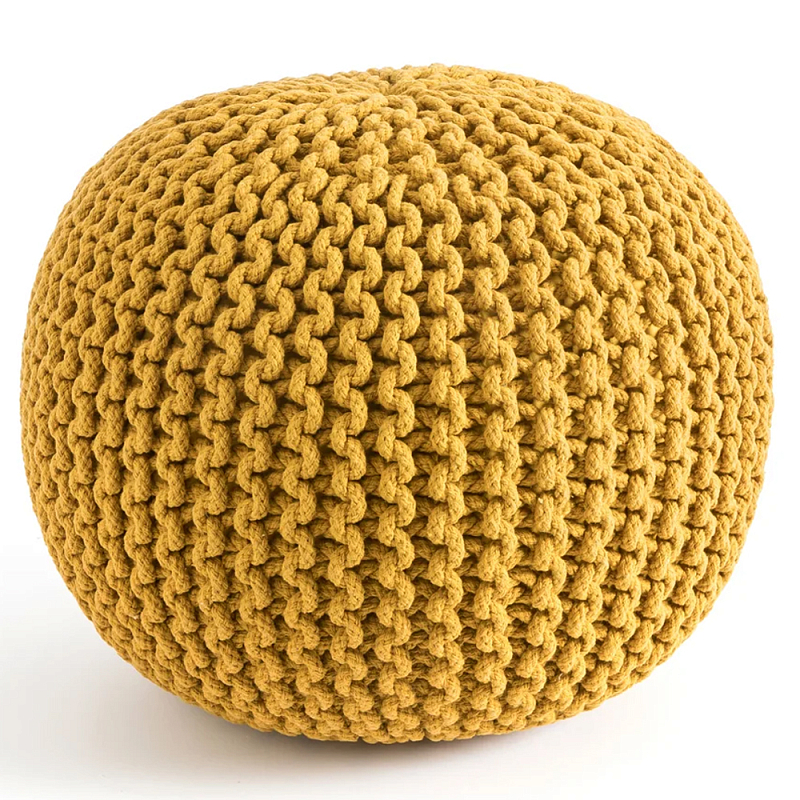 Круглый вязаный пуф Yellow Knitted Ball Pouf Желтый Круглый вязаный пуф Yellow Knitted Ball Pouf Желтый в Тюмени | Loft Concept