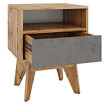 Тумба прикроватная с ящиком и фасадом цвета серый бетон Grace of Furniture варинант исполнения - 2 | Loft Concept в Тюмени