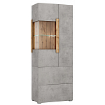 Шкаф-витрина двухдверная с фасадом цвета серый бетон Grace of Furniture варинант исполнения - 2 | Loft Concept в Тюмени