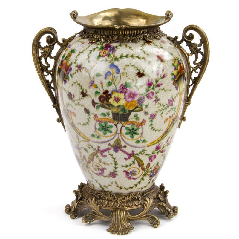 Фарфоровая ваза Pot-Bellied Porcelain Vase Бежевый Бронза Фарфоровая ваза Pot-Bellied Porcelain Vase Бежевый Бронза в Тюмени | Loft Concept