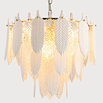 Люстра с декором из рельефного стекла в виде перьев Abelia Feather Chandelier 10 варинант исполнения - 3 | Loft Concept в Тюмени
