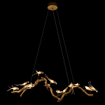 Люстра подвесная линейная с прозрачными стеклянными птичками на ветвях Serip Voa варинант исполнения - 3 | Loft Concept в Тюмени