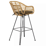 Стул барный с ротанговым плетением Half Bar Chair with Wicker с подлокотниками варинант исполнения - 4 | Loft Concept в Тюмени