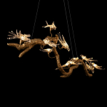 Люстра подвесная линейная с прозрачными стеклянными птичками на ветвях Serip Voa варинант исполнения - 9 | Loft Concept в Тюмени