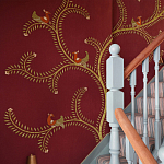 Обои с вышивкой ручной работы Fyodor Original colourway on Merlot linen варинант исполнения - 2 | Loft Concept в Тюмени