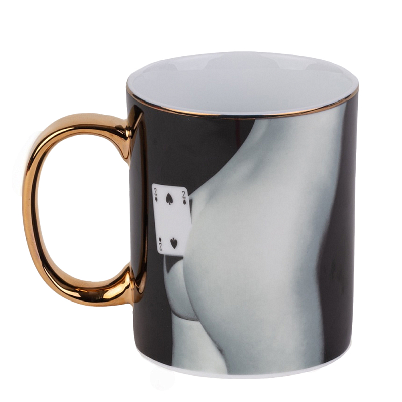 Кружка Seletti Two of Spades Черный Золотой Серый Кружка Seletti Two of Spades Черный Золотой Серый в Тюмени | Loft Concept