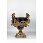 Чаша темно-синего цвета с фигурками ангелов и рельефным декором Eden Garden porcelain and bronze варинант исполнения - 1 | Loft Concept в Тюмени