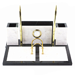Настольный письменный набор из белого мрамора с часами Marble Accessory варинант исполнения - 1 | Loft Concept в Тюмени