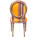 Стул бежевый в разноцветную полоску из натурального бука с изображением птиц и цветов Blooming Blue Birds Colorful Stripes Chair варинант исполнения - 3 | Loft Concept в Тюмени