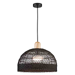 Подвесной светильник с округлым абажуром из черного ротанга Wicker Furniture варинант исполнения - 1 | Loft Concept в Тюмени