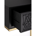 Приставной столик с резным узором на выдвижном ящике Black Table Carved Pattern варинант исполнения - 3 | Loft Concept в Тюмени