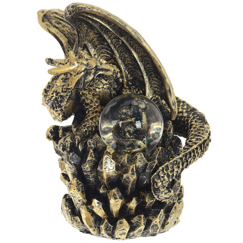 Декоративная статуэтка Дракон со стеклянным шаром Dragon and Glass Ball Gold Black Золотой Черный Прозрачное Стекло Декоративная статуэтка Дракон со стеклянным шаром Dragon and Glass Ball Gold Black Золотой Черный Прозрачное Стекло в Тюмени | Loft Concept