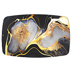 Обеденный стол с прямоугольной черно-золотой столешницей из стекла на 4-х металлических ножках Gold and Black Marble варинант исполнения - 2 | Loft Concept в Тюмени