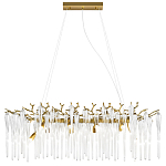 Люстра подвесная прямоугольная с бронзовыми акцентами и прозрачными стеклянными каплями Droplet Chandelier варинант исполнения - 1 | Loft Concept в Тюмени