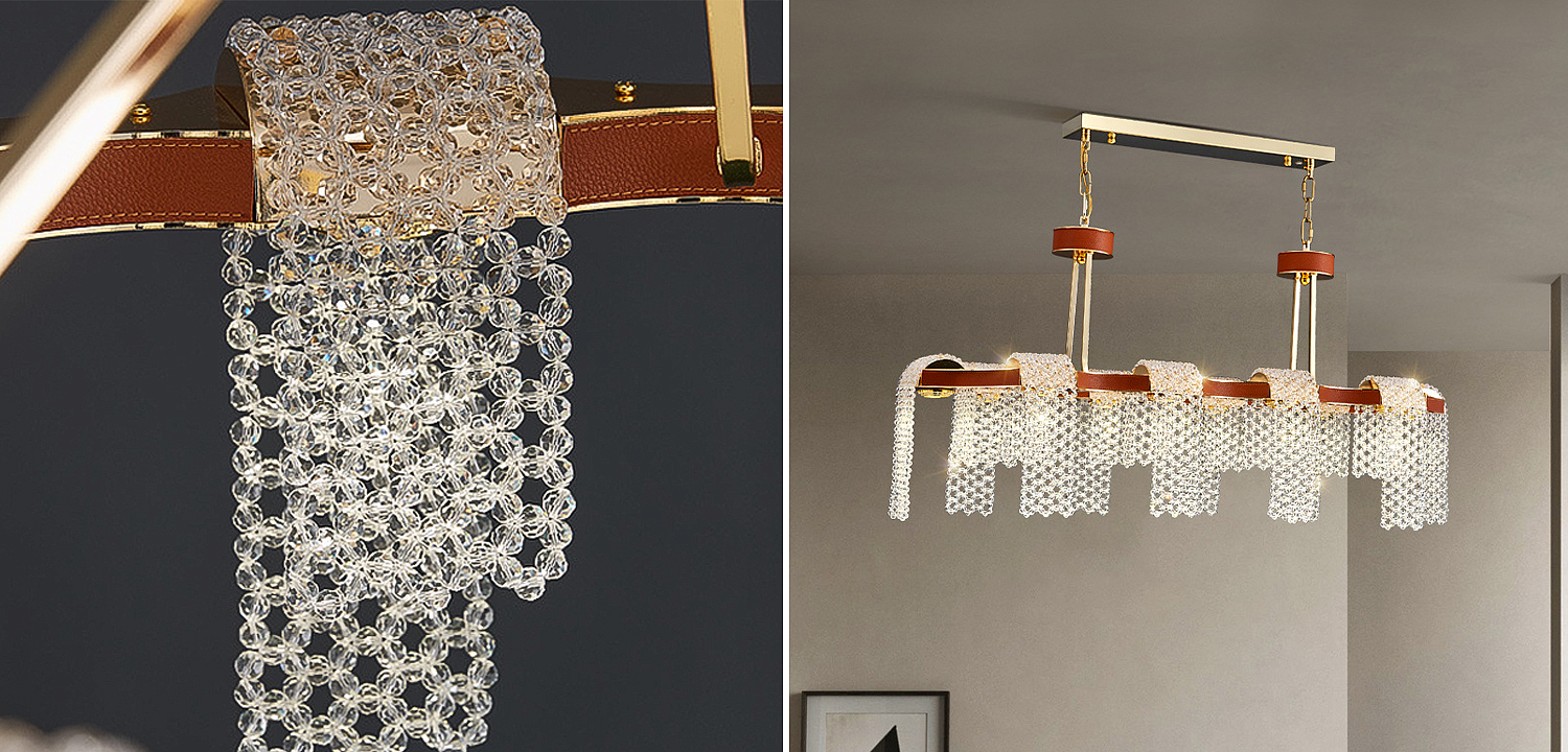 Линейная люстра люстра Leather Glass Chandelier Линейная люстра люстра Leather Glass Chandelier - Loft-Concept в Тюмени