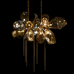 Люстра подвесная с 18-ю стеклянными плафонами с вертикальными подвесками Gilded Mirage  варинант исполнения - 4 | Loft Concept в Тюмени