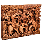 Панно из дерева пять слонов Panel With Animals варинант исполнения - 2 | Loft Concept в Тюмени