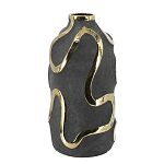 Ваза с золотыми акцентными полосами на черном матовом фоне Accent Tape варинант исполнения - 2 | Loft Concept в Тюмени