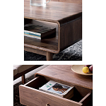 Кофейный стол из дерева с ящиком и нишей для хранения Coffee Walnut Table варинант исполнения - 4 | Loft Concept в Тюмени