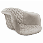 Барный стул со спинкой и мягкой обивкой с ромбами на 4-х деревянных ножках Бежевый Велюр Ava Charm варинант исполнения - 2 | Loft Concept в Тюмени