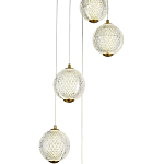 Каскадная люстра с 5-ю плафонами из акрила в виде шара Felice Chandelier Brass варинант исполнения - 2 | Loft Concept в Тюмени