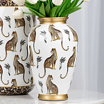 Ваза белая овальная с рисунком леопардов и золотыми акцентами LEOPARD Collection варинант исполнения - 4 | Loft Concept в Тюмени