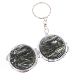 Зеркало брелок карманное двухстороннее из натурального камня Серафинит Stone Mirrors варинант исполнения - 6 | Loft Concept в Тюмени