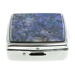 Таблетница карманная квадратная c 2-мя отделениями с зеркалом и накладкой из натурального камня Лазурит Silver Stone Pillboxes варинант исполнения - 3 | Loft Concept в Тюмени