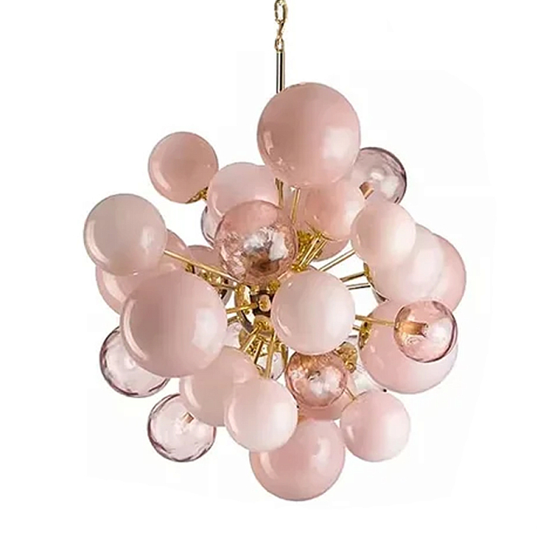 Люстра розовые шары на золотом каркасе Pink Light Bubbles Розовый Люстра розовые шары на золотом каркасе Pink Light Bubbles Розовый в Тюмени | Loft Concept