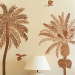 Обои с вышивкой ручной работы Deco Palms Raffia on linen варинант исполнения - 1 | Loft Concept в Тюмени