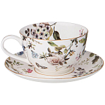 Чайный сервиз из фарфора белый с рисунком цветов на 6 персон 14 предметов Garden Whisper Porcelain Set  варинант исполнения - 1 | Loft Concept в Тюмени