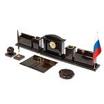Настольный письменный набор с часами из природного камня обсидиана  Gift for Manager варинант исполнения - 2 | Loft Concept в Тюмени