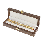 Ручка шариковая металлическая с гравировкой и красным фианитом в деревянной коробке Metal Pens варинант исполнения - 4 | Loft Concept в Тюмени