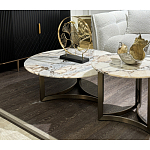 Столик журнальный с круглой мраморной столешницей Unique Stone Design варинант исполнения - 8 | Loft Concept в Тюмени