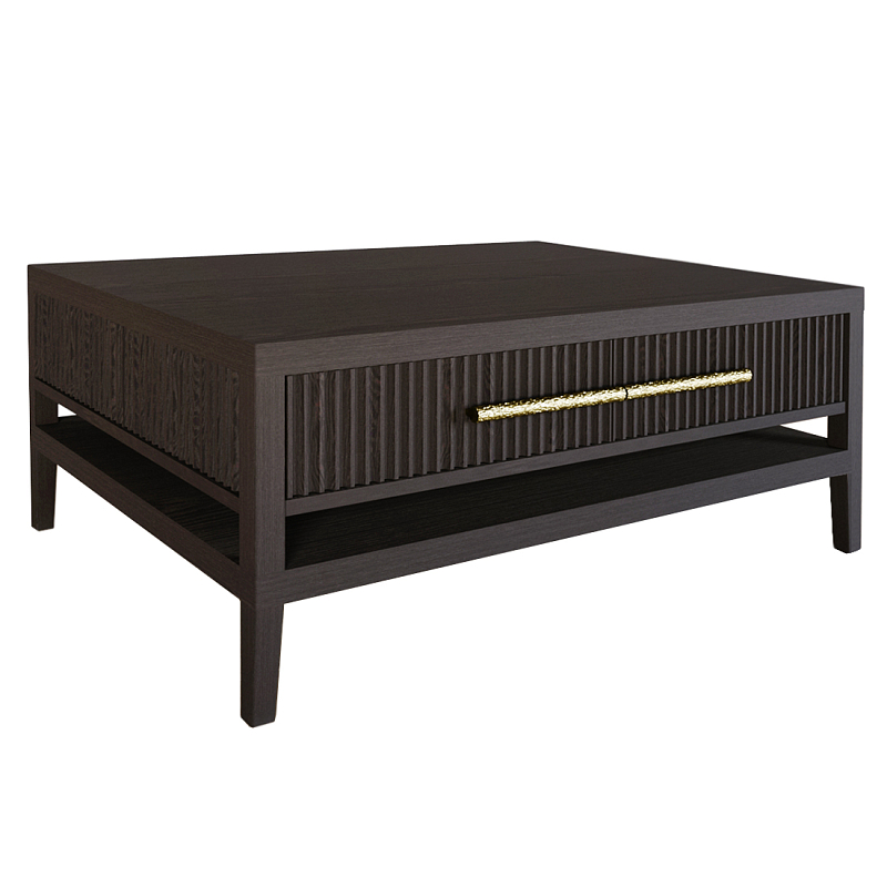 Кофейный стол Primo с двумя ящиками Темный орех Орех Золотой в Тюмени | Loft Concept 