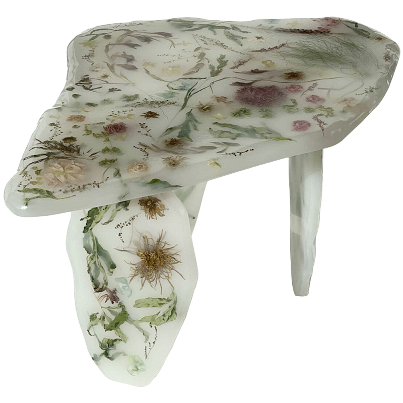 Журнальный стол из эпоксидной смолы с цветами White Flowers Epoxy Resin Coffee Table Белый матовый Мульти Журнальный стол из эпоксидной смолы с цветами White Flowers Epoxy Resin Coffee Table Белый матовый Мульти в Тюмени | Loft Concept