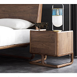 Прикроватный деревянный столик с 2-мя ящиками Moon Walnut Furniture варинант исполнения - 2 | Loft Concept в Тюмени