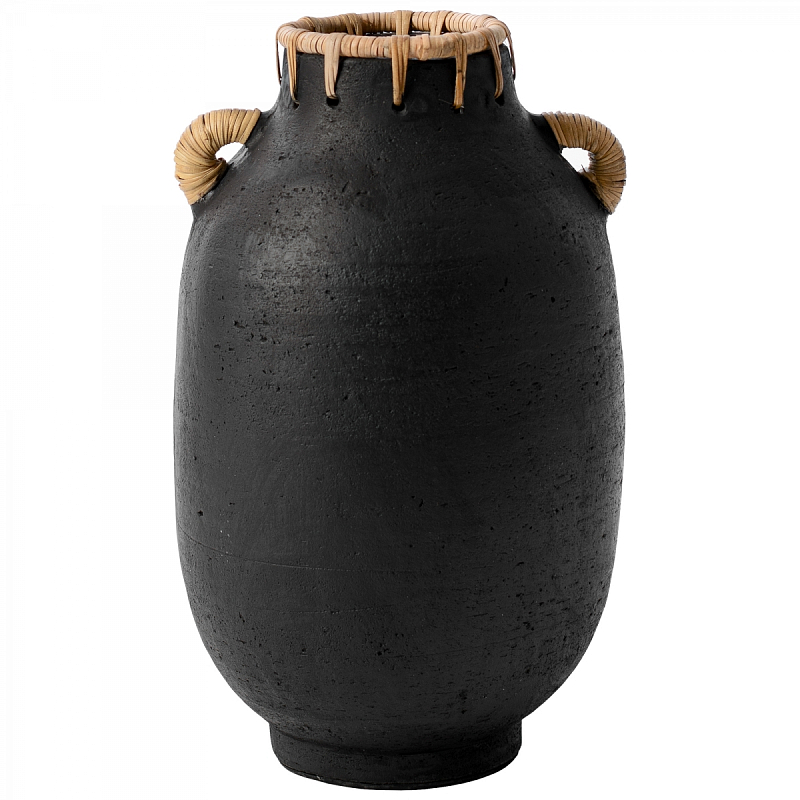 Ваза Vase Ceramic & Rattan Черный Ваза Vase Ceramic & Rattan Черный в Тюмени | Loft Concept
